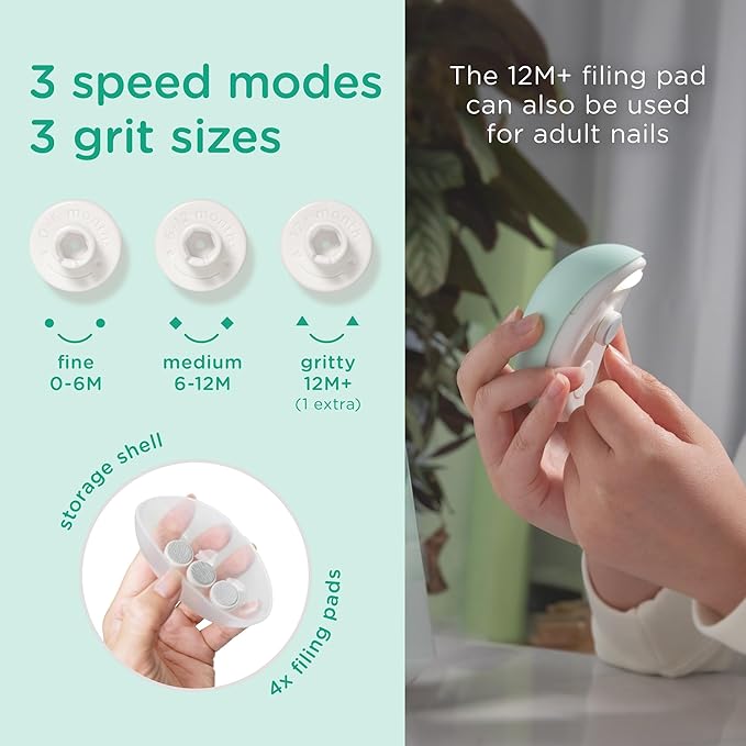 Olababy Rechargeable Electric Baby Nail Trimmer | Newborn Nail Clipper | Electronic File for Babies | Infant/Toddler Nail Grooming Kit | Portable Manicure Essentials | LED Light Fingernail Cutter Set