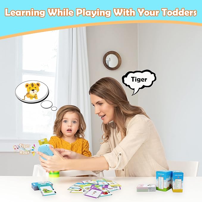 MAYAPHILOS 510 Words Alphabet Talking Flash Cards for 3-8 Years Toddlers, Educational Learning Interactive Toy for Boys Girls Kids Birthday Gifts, Preschool Montessori Speech Therapy Autism Toys Blue
