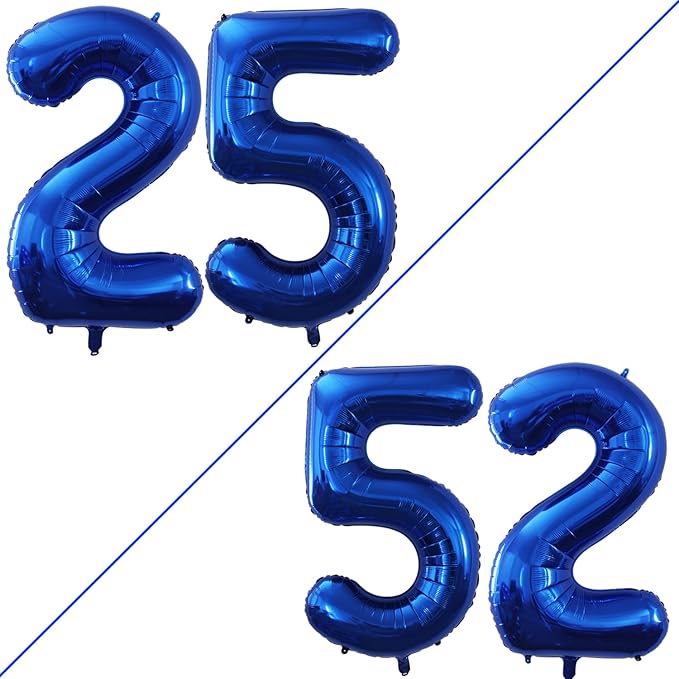 GOER Number 25 Balloons for 25th Birthday Party Decorations,42 Inch Jumbo Foil Helium 52 Balloons for 52nd Birthday Party Decoration (Blue)