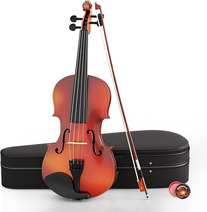 1/4 Violin Kit, Beginner Violin for Kids, Students, Complete Kids Violin Set with Case, Bow, Rosin, Ideal for Kids Violin Beginner Ages 5-7, Natural Finish