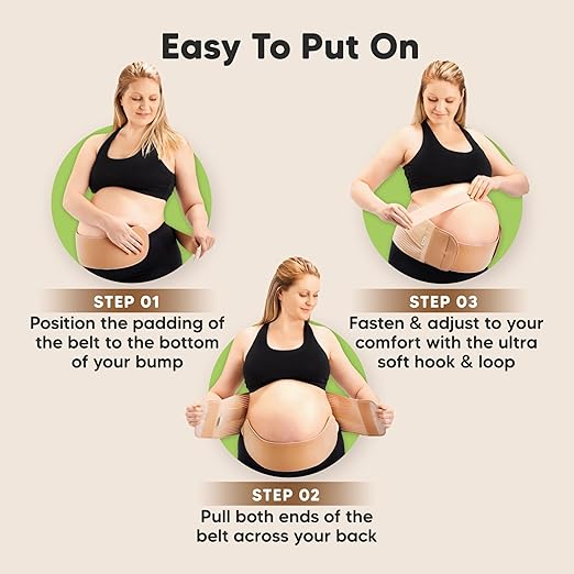 2-in-1 Maternity Belly Bands for Pregnant Women - Easy to Use Pregnancy Belly Support Band for Back, Pelvic, Hip, Adjustable Maternity Belt Support, Comfortable & Soft (Classic Ivory, One Size)