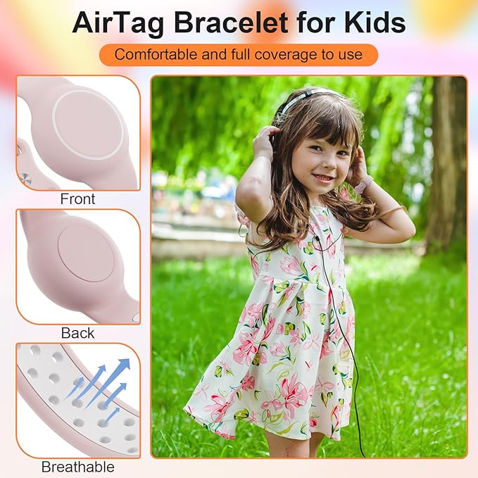 Waterproof Bracelet Compatible with AirTag for Kids (2 Pack), Protective Case GPS Tracker Holder for Child with Full Coverage Hidden Design, Soft Silicone Anti-Lost Wristband Cover for Toddler PWWP