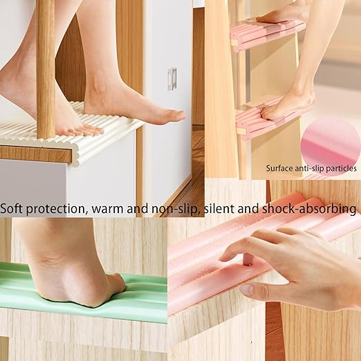 Bunk Bed Ladder Pads,Self-Adhesive Bunk Bed Ladder Cover Foam Padding,Traction Treads for Stair Steps,Soft Extra-Wide Edge Protector,Furniture 6.5 Ft Light Green