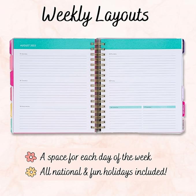 Votum 18-Month Day Large Planner, 2025-2026, Daily, Weekly & Monthly, January 2025 - June 2026, Life Is Good - Appointment Book with 3 Sticker Sheets, Twin-Ring Binding, Notes Pages - School & Work