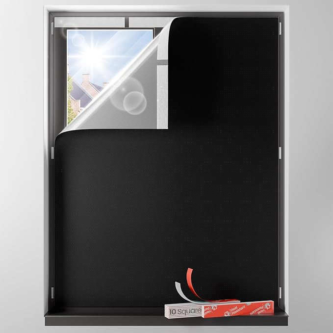 Sumobaby Blackout Curtains for Bedroom Portable 36"x64",No Drill Blackout Shades with Upgraded Hook&Loop Tapes,100% Black Out Window Cover,Thermal Insulated Blinds for Bedroom,Nursery(1 Panel,Black)