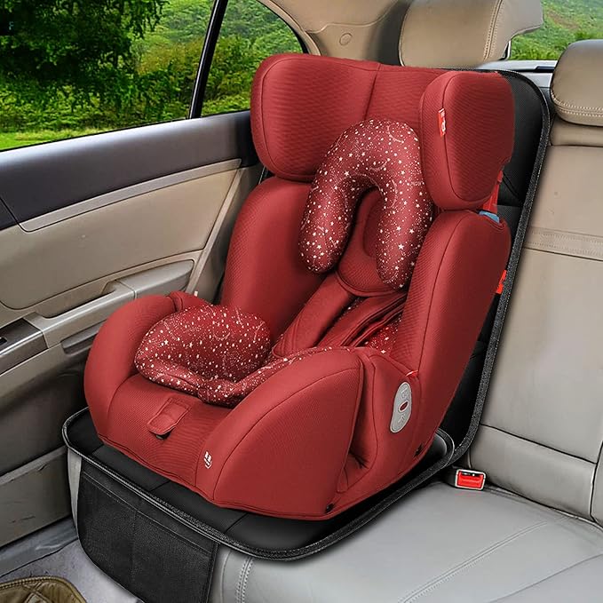 Car Seat Protector 1 Pack Car Seat Cushion Mat Thickest Padding,Waterproof 600D Fabric Car Seat Covers for Non-Slip Backing Mesh Pockets for Baby and Pet (Brown, 1 Pack)