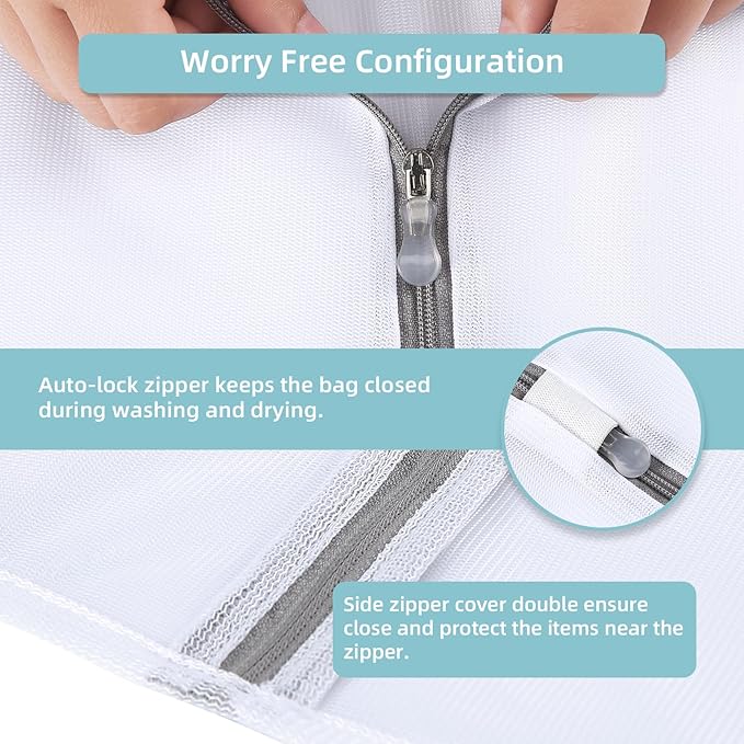 GOGOODA 3 PCS Laundry Mesh Bags Delicates Wash Bags for Lingerie Stockings (1 Large 16 x 20 Inches, 1 Medium 12 x 16 Inches, 1 Small 8 x 12 Inches)