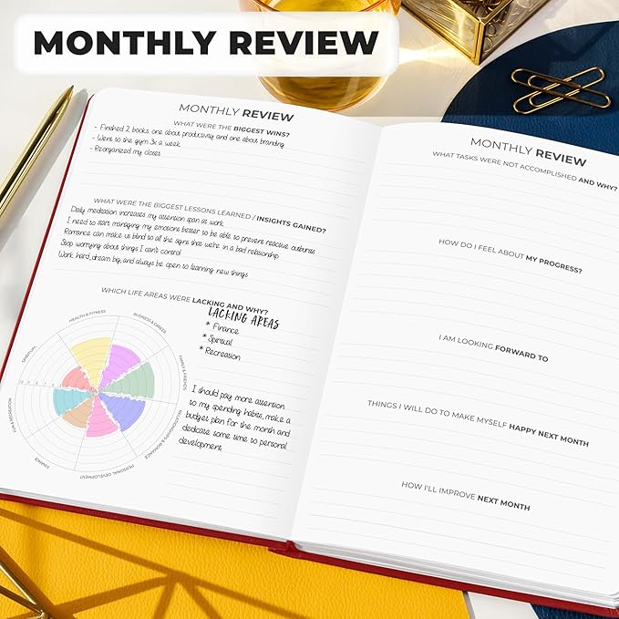 Clever Fox Planner Premium Edition – Undated Luxurious Weekly & Monthly Planner to Increase Productivity and Hit Your Goals – Organizer – Start Anytime, A5, Lasts 1 Year, Red (Weekly)