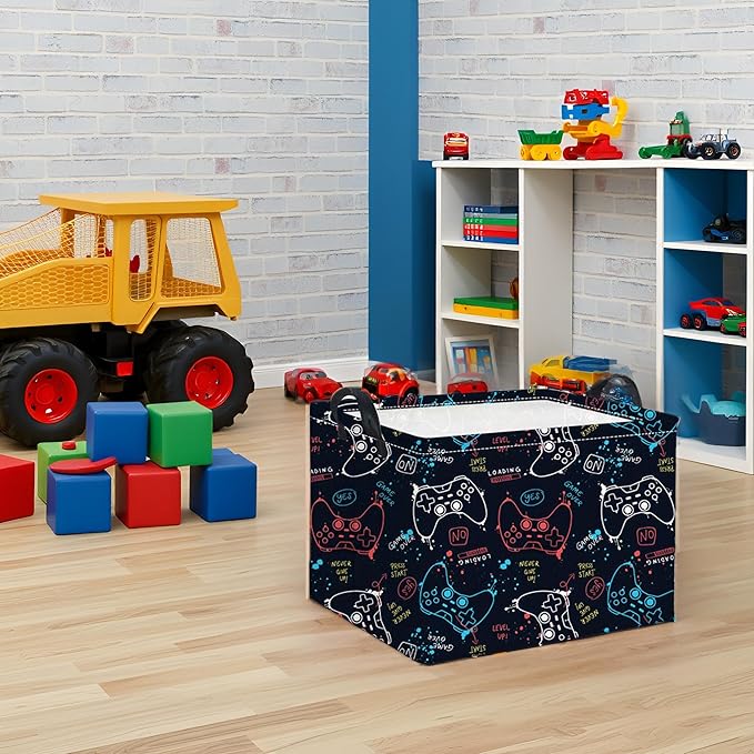 HIYAGON Rectangular Game Basket for Boys Kids Baby Storage Basket Storage Bin Organizer Box Room Decor(Game)