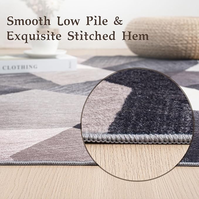 HOMFINE Washable Modern Area Rug - Geometric Style 10x14 Rugs for Living Room, Bedroom, Machine Washable Rug Soft Non Slip Non Shedding Area Rug - Green, 10'x14'