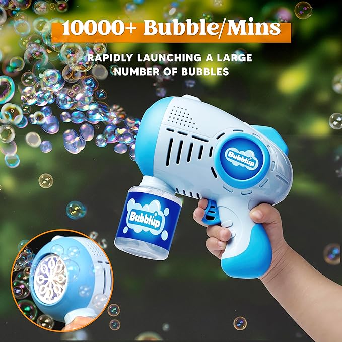 JOYIN 2 Kids Bubble Guns with 4 Bottles Solution, Automatic Bubble Machine Gun with 8 Holes for Kids, Adults, Summer Toys, Easter Basket Stuffers, Birthday Gift, Party Favors