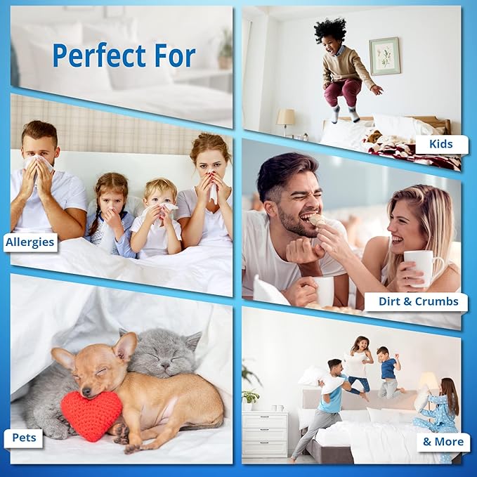 National Allergy Superior 100% Cotton Queen Mattress Protector Zippered - 60" x 80" x 9" - Hypoallergenic Bed Encasement - Breathable Dust Proof Cover - AAFA & Oeko-TEX Standard 100 Certified