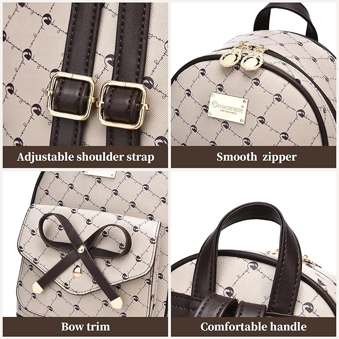 I IHAYNER Girls Bowknot Cute Leather Backpack Mini Backpack Purse for Women