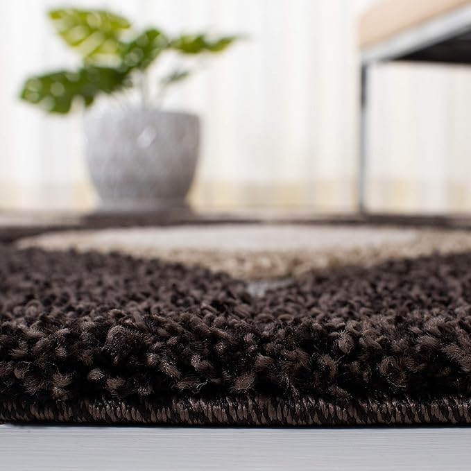 SAFAVIEH Florida Shag Collection Runner Rug - 2'3" x 9', Dark Brown & Ivory, Modern Design, Non-Shedding & Easy Care, 1.2-inch Thick Ideal for High Traffic Areas in Living Room, Bedroom (SG461-2812)