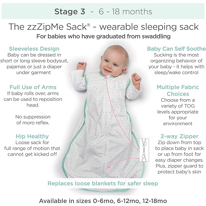 Amazing Baby Cotton Muslin Sleeping Sack, for Baby Boy or Girl, Wearable Blanket with 2-Way Zipper, Watercolor Stripes, Denim, Medium (6-12 Month)