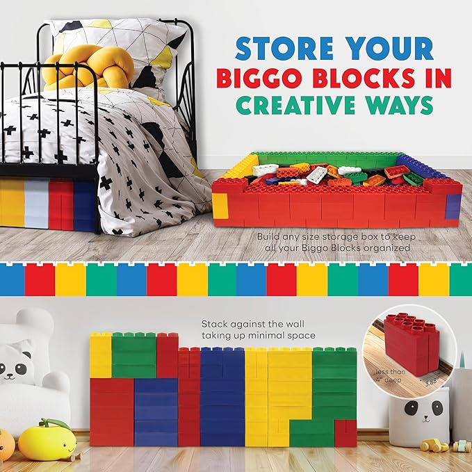 Big Blocks for Kids Ages 4-8 — Indoor & Outdoor Blocks Kids Games — Yellow Large Building Blocks - 48pc