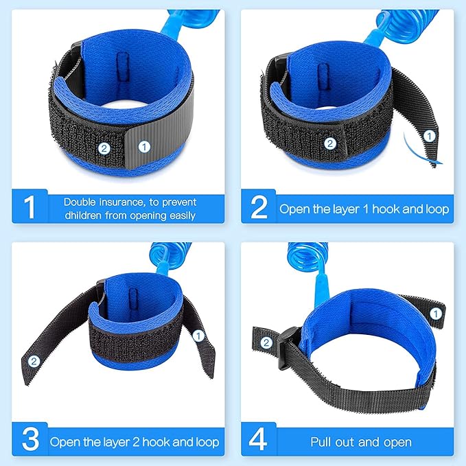Anti Lost Wrist Link for Toddlers, Safety Toddler Leash, Child Leash, Wrist Leash for Babies and Kids, Children's Safety Wristband for Outdoor, Family Travel(8.2ft/2.5m,Blue)