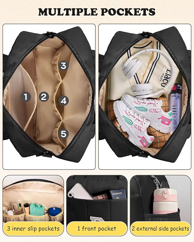 Women Duffle Bag with Initial, Personal Item Travel Bags，Gifts for Granddaughter-Gym Bag with Wet Pocket，Lightweight Travel Bags Personalized Tote with Makeup Pouch