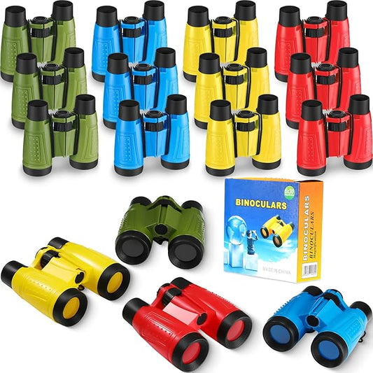 24 Pieces Toy Binoculars with Neck String Assorted Colors Novelty Binoculars Camping Birthday Party Supplies Nature Exploration Toys for Outdoors Indoors Sightseeing, Camping, Birdwatching Wildlife