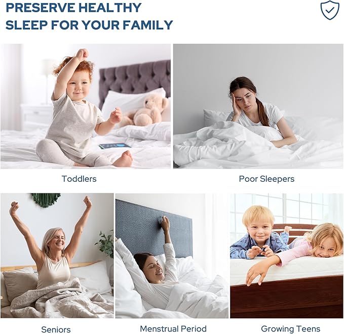 2 Pack Waterproof Mattress Protector, Twin XL Size Mattress Pad with Deep Pocket 6"-15" Depth, Soft Breathable Dirt-Proof Single Bed Mattress Cover for Bedroom, Dorm Room (Navy Blue)