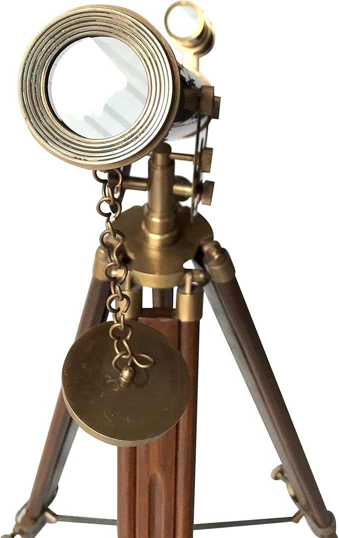Antique Brass Telescope Marine Navy Adjustable Floor Standing Brass Telescope Maritime Ship Instrument Functional Clear Vision Instrument Nautical Home Decor