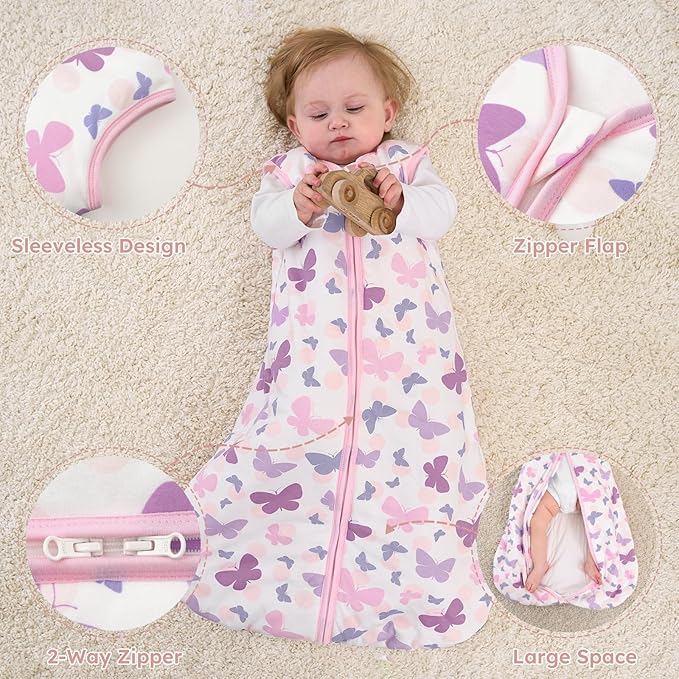 Yoofoss Baby Sleep Sack 18-24 Months, 1.5 Tog Baby Wearable Blanket with 2-Way Zipper, 100% Cotton Organic Fabric Winter Infant Sleeping Sack, Warm Soft Comfy