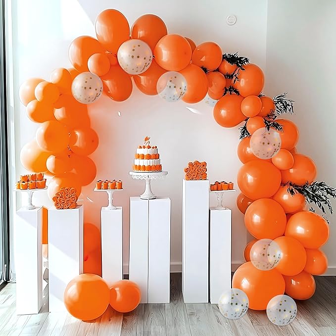 JOYIN 150 Pcs Orange Balloons, Different Sizes 18 12 10 5 Inch Orange Latex Balloon Arch Kit with Instruction for Birthday Party Graduation Wedding Holiday Decoration