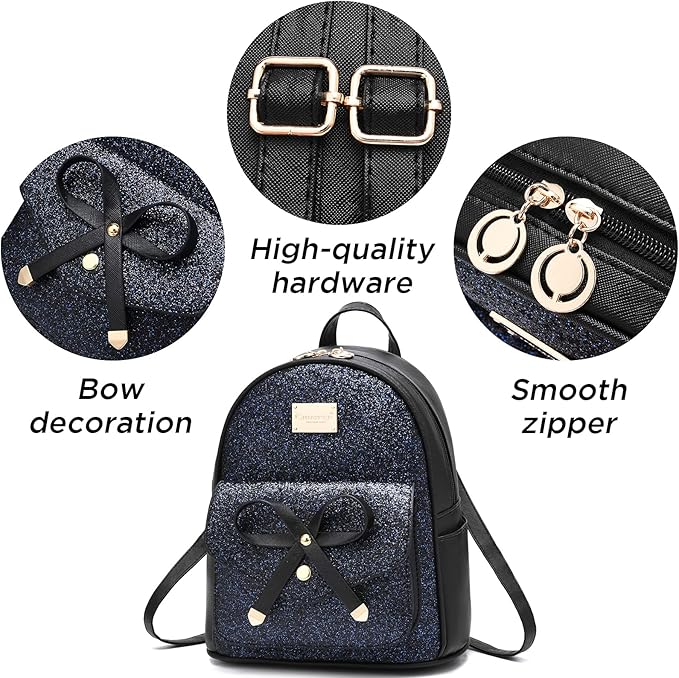 I IHAYNER Girls Bowknot Cute Leather Backpack Mini Backpack Purse for Women