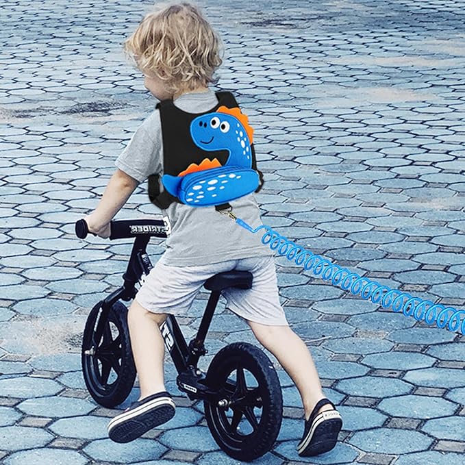 Accmor Toddler Harness Leash with Anti Lost Wrist Link, Cute Dinosaur Kids Harnesses Children Leashes, Baby Walking Harness Keep Child Close Wristband Strap for Boys Travel