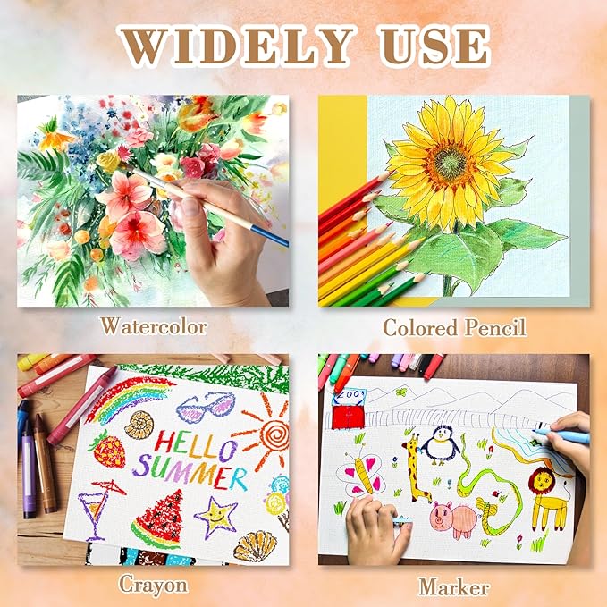100PCS 4x6 Watercolor Paper Bulk, 140lb/300g Cold Press Thick Water Color Paper Pad for Kid Child Adult, White Art Paper for Drawing Painting Markers Gouache, Textured Cotton Paper Sheets