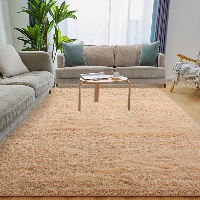 Area Rug 4x5.8, Ultra Soft Rugs for Living Room, Plush Carpet Rugs for Bedroom, Non-Slip Indoor Rug for Nursery, Study Room, Playroom, Home Decor, Camel