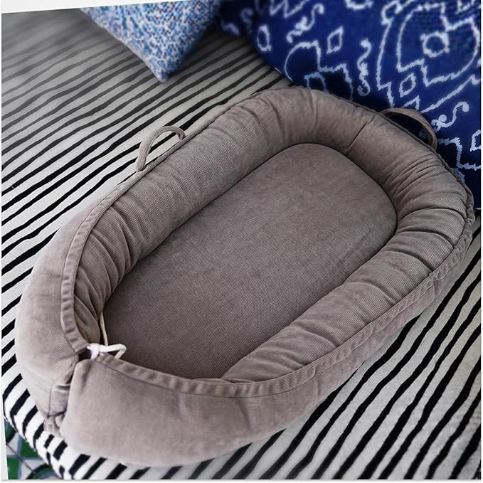 Infant Lounger, Baby Nest Cover for Baby Girls & Boys, Newborn Essentials for Baby 0-12 Months, 100% Cotton Breathable (Fields of Rye, Corduroy)