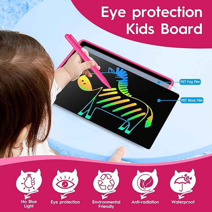 Teen Girl Birthday Gifts, 0 SMALL MODEL LCD Writing Tablet for Kids, Educational Toys for 3-10+ Years, Toddler Toys for 1-2 Year Old, Large Rechargeable Doodle Board Pad, Easter Basket Stuffers (Pink)