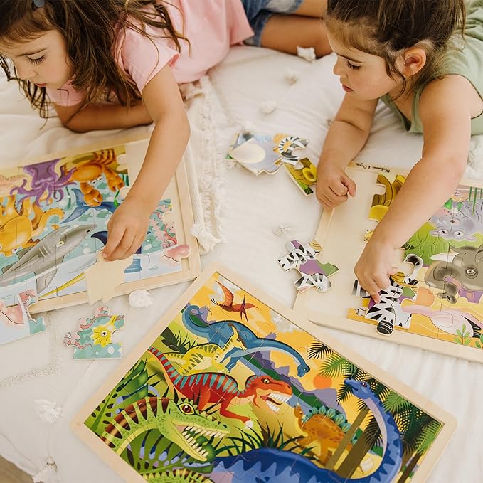 Melissa & Doug Jigsaw Puzzle Bundle (Dinosaur,Safari and Ocean)