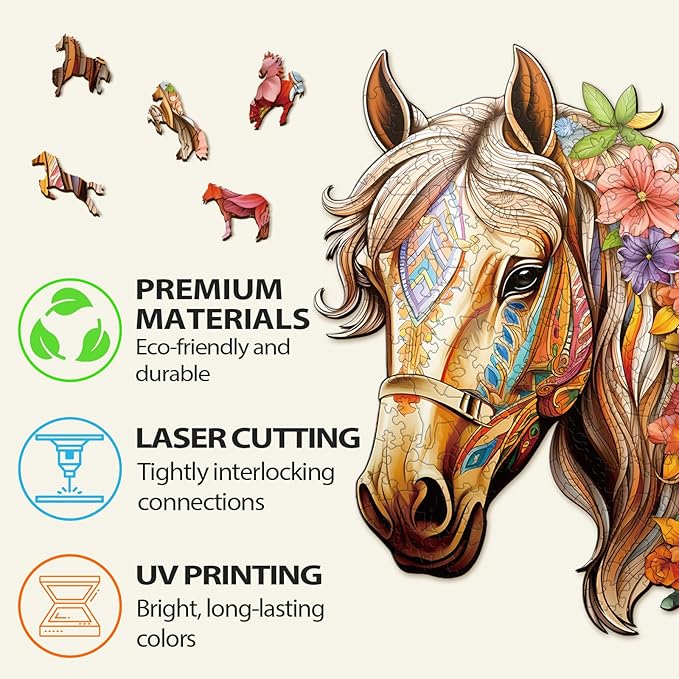 Wooden Puzzles for Adults, Horse Building Set Wooden, Irregular Wooden Puzzles Adult, Difficult Puzzle Gifts for Puzzle Lover, (XL-17.3 * 15.6in - 450pcs)