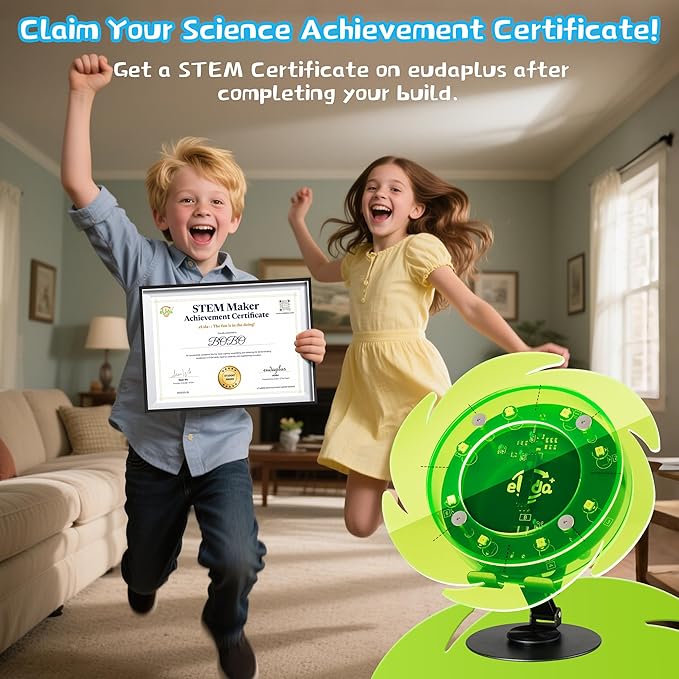 STEM DIY Toys Hand Assembly Electronic Spin the Wheel | Science Craft Kit for Kids Ages 8-9-10-11-12-13-14-15+ Years Old | Educational Gifts for Boys&Girls | Video Guide|(Fire Wheel-Fluorescent Green)