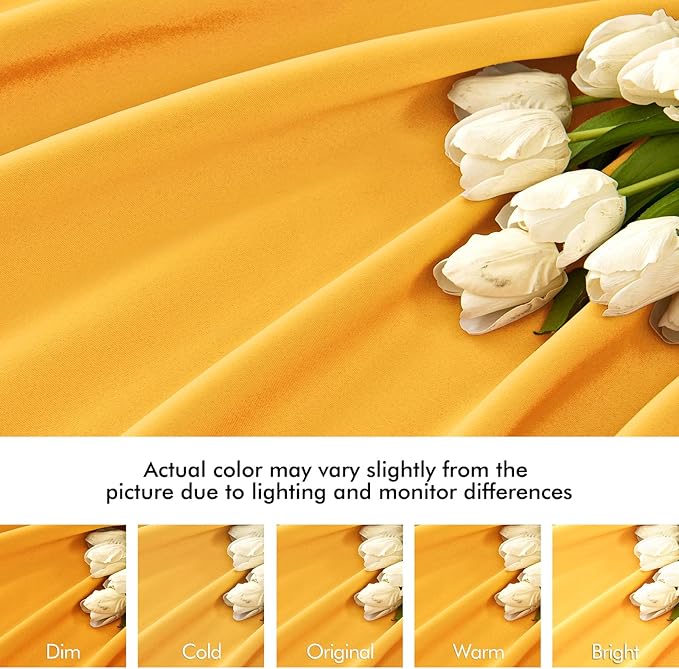 MIULEE Yellow Back Tab Blackout Curtains 84 Inch Length 2 Panels Set for Living Room Bedroom Privacy, Rod Pocket/Pinch Pleat Thermal Insulated Room Darkening Pleated Light Blocking Drapes