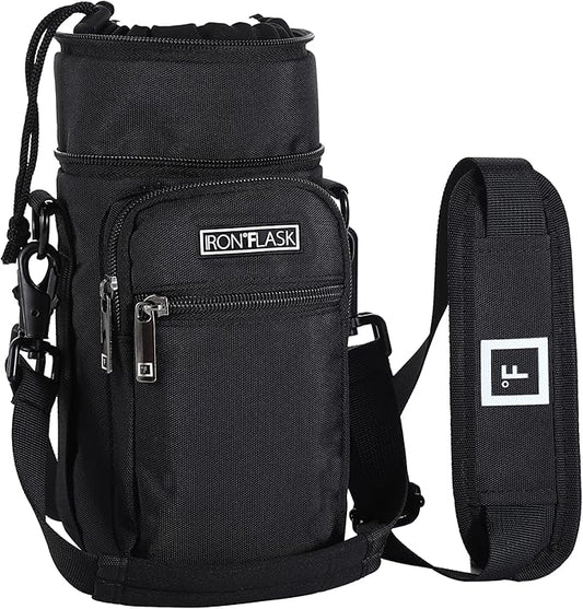 IRON °FLASK Carrier, Holder, Sleeve - Fits Insulated Stainless Steel Sports Water Bottle, Adjustable Shoulder Strap, Holder Bag Case Pouch Cover