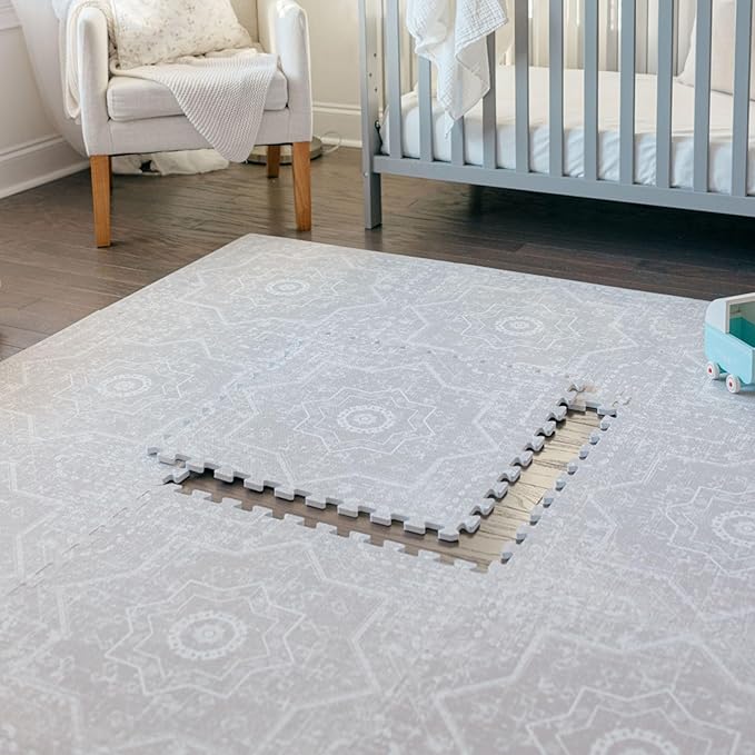 Baby Play Mats for Floor - Layla (6x6ft) - Premium EVA Foam Play Mat for Babies & Toddlers - Perfect for Tummy Time, Crawling, Playroom - Stylish & Comfortable Kids Play Mat