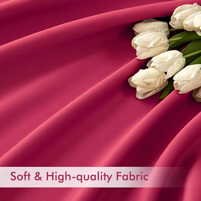 MIULEE Hot Pink Back Tab Blackout Curtains 90 Inches Long 2 Panels Set for Living Room Bedroom Privacy, Rod Pocket/Pinch Pleat Thermal Insulated Room Darkening Pleated Light Blocking Drapes