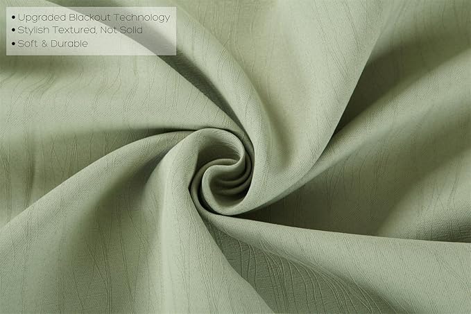 MIUCO Blackout Curtains Room Darkening Curtains Textured Grommet Panels for Living Room 2 Panels 52x84 Inch Long Sage