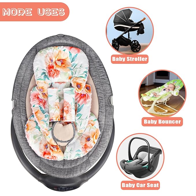 GFU Infant Stroller mat, Fits for Stroller, Swing, Flowers