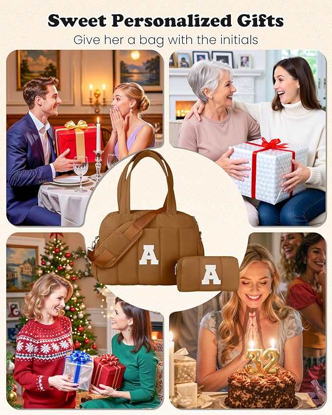 Duffle Bag with Letter, Carry On Bags for Women，Gifts for Sisters-Overnight Bag with Wet Pocket，Lightweight Travel Bags Personalized Gym Tote with Makeup Pouch