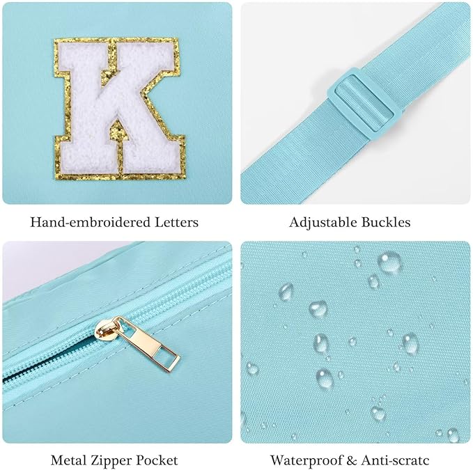 YOOLIFE Birthday Gifts for Women - 30th 40th 50th 60th 70th Birthday Gifts for Mom Daughter Her Friend Sister Girlfriend, Personalized Gifts Christmas Gifts, Initial Belt Bag Crossbody Bags, Blue S