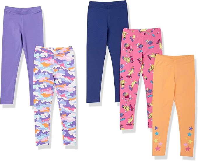 Amazon Essentials Girls and Toddlers' Leggings, Multipacks