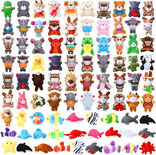 Zhanmai 100 Pcs Mini Plush Stuffed Animal Bulk Small Animal Toys Keychain Party Favors Easter Egg Stuff for Kids Birthday Valentine Carnival Classroom Prizes Gift Goodie Bag Filler(Ocean Style)