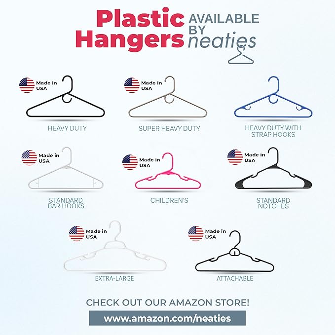 10pk Made in USA Baby Hangers | Kids Hangers for Children's Clothes, Toddler Outfits and Clothing | 20 50 100 Pack Available | Kid Plastic Hanger for Closet and Nursery | Child Kid Hangars (Gray)