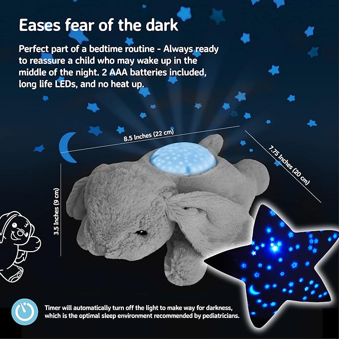 Cloud B Dream Buddies Benny The Bunny - The Soothing Mini Baby Night Light Kids Love | Star Projector Sleep Aid with Gentle Lights and Auto Shut Off | Newborn Essentials Baby Toys
