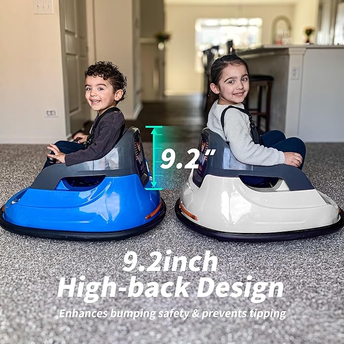Baby Bumper Car, 6V Electric Kids Bumper Car for Toddlers with Remote Control, Bluetooth - White