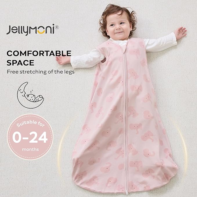 JELLYMONI Baby Sleep Sack 6-12 Months 0.5 Tog Wearable Blanket for Baby, 100% Cotton 3 Pack Infant Toddler Sleeping Sack Lightweight Soft 2-Way Zipper Sleepsack